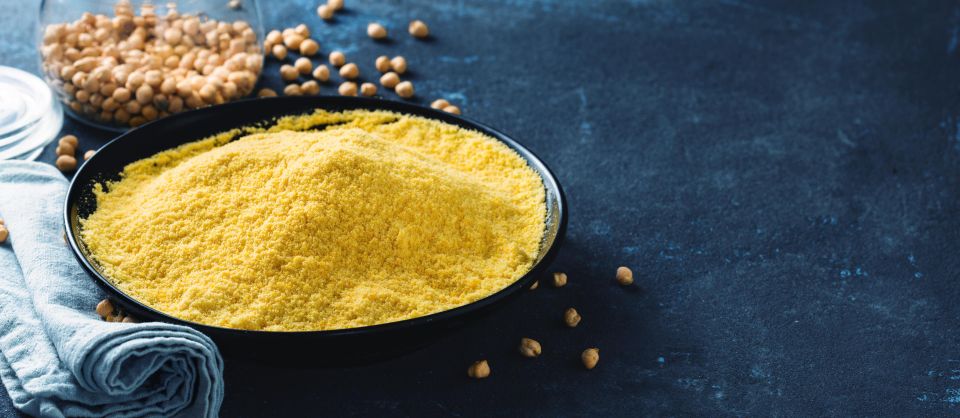 Chickpea flour in a bowl