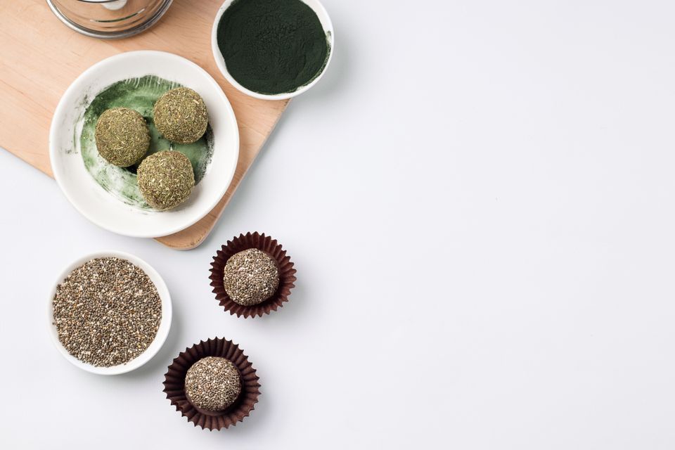 Energy balls of dried fruits and chia seeds