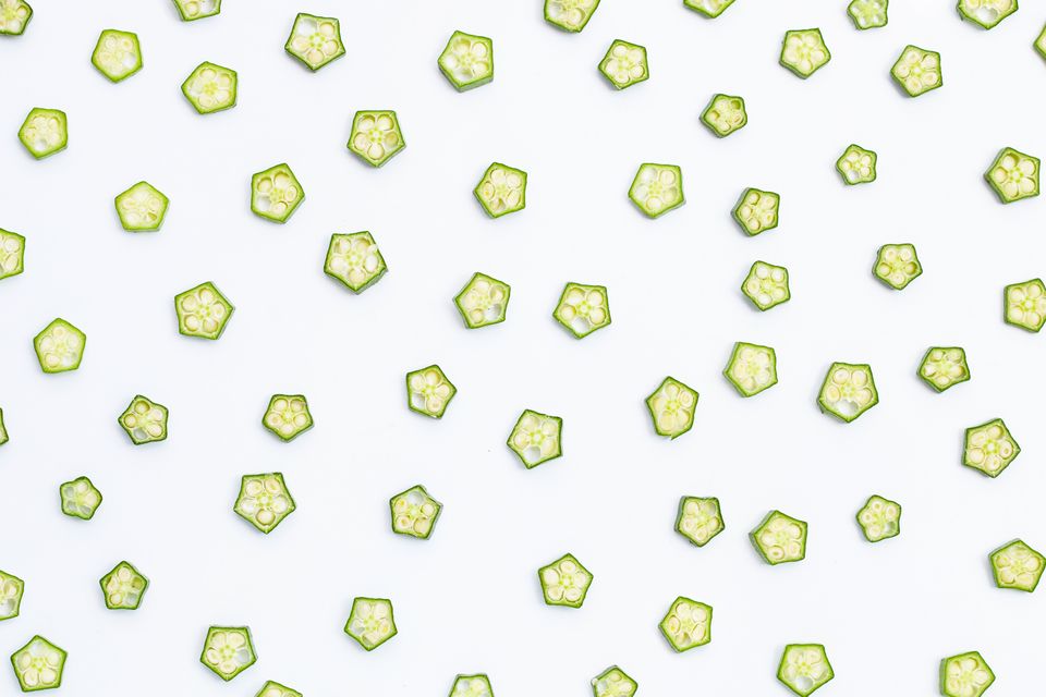 Okra slices — also known as bamia, ladies' fingers and gumbo