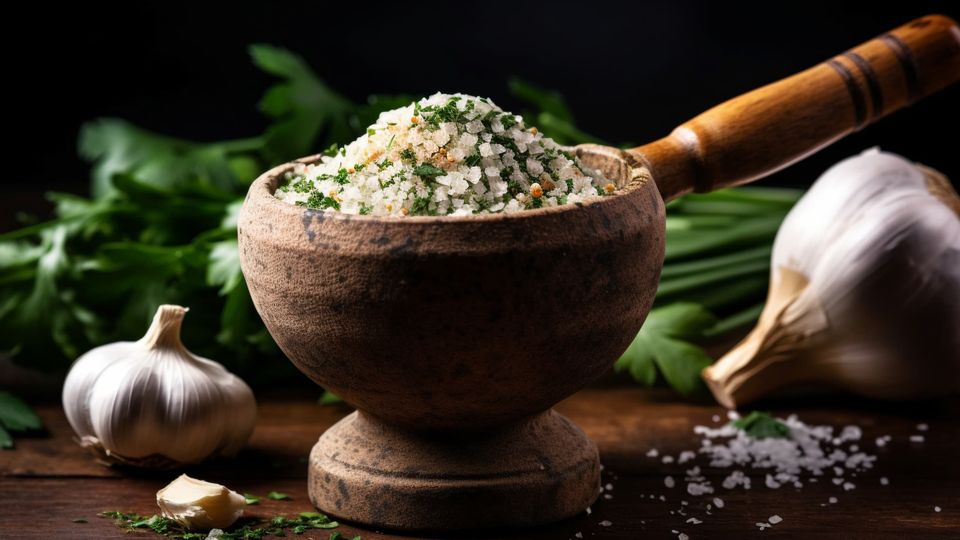 My mixed ramen seasoning with garlic, salt, and herbs