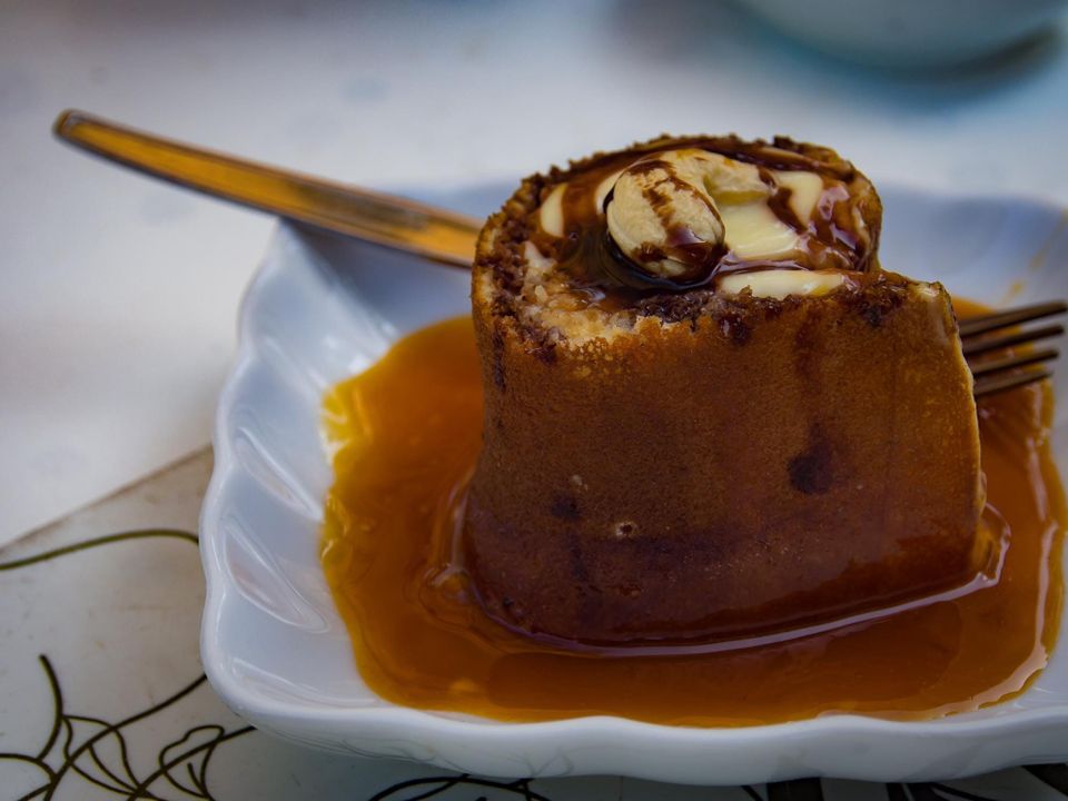 Sticky toffee pudding with caramel sauce