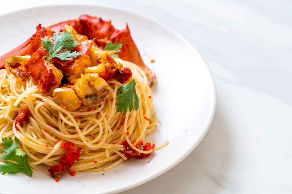 Homemade Yard House lobster garlic noodles