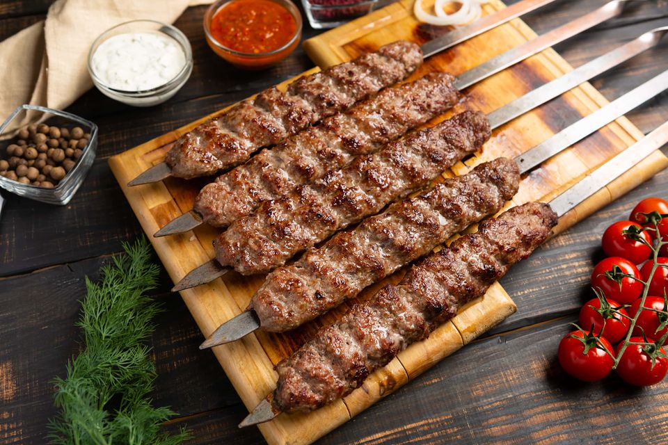 Kebab made from minced beef and lamb meat