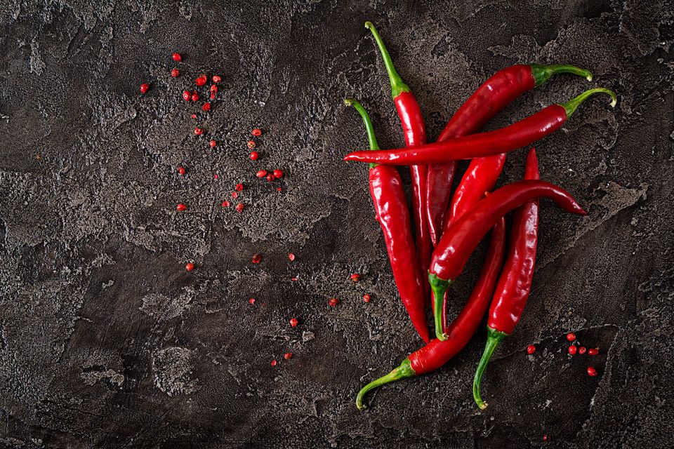 Red hot cayenne chili peppers