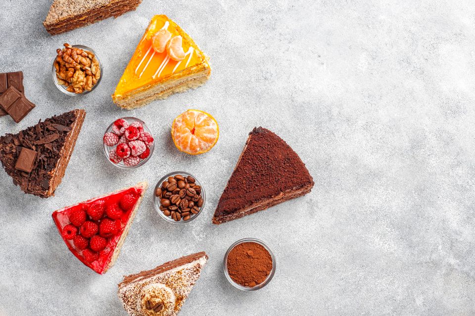 Sugary foods — assortment of cake pieces