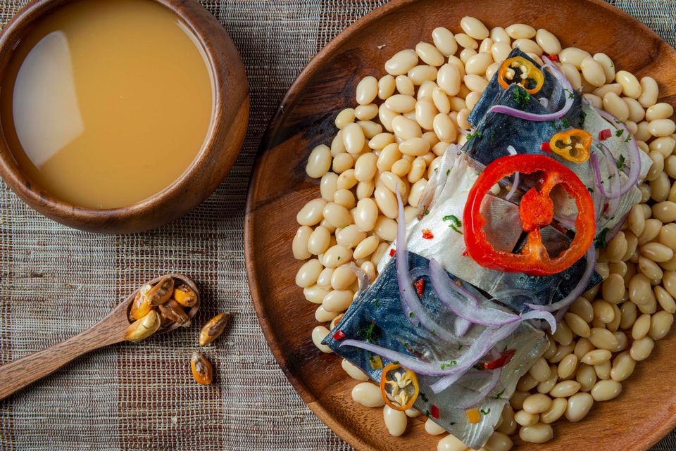 Traditional peruvian mackerel and peruvian beans