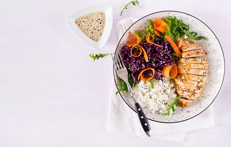 Healthy meal bowl on a light background