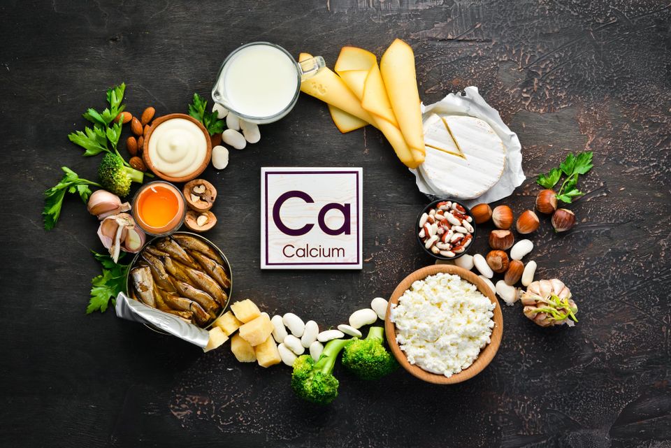 Calcium-rich foods including dairy and fish