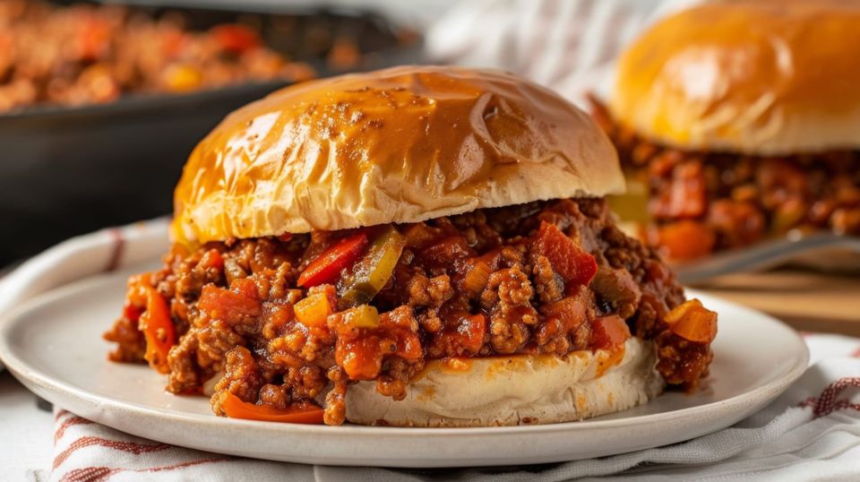 Sloppy Joe sandwich on a bun
