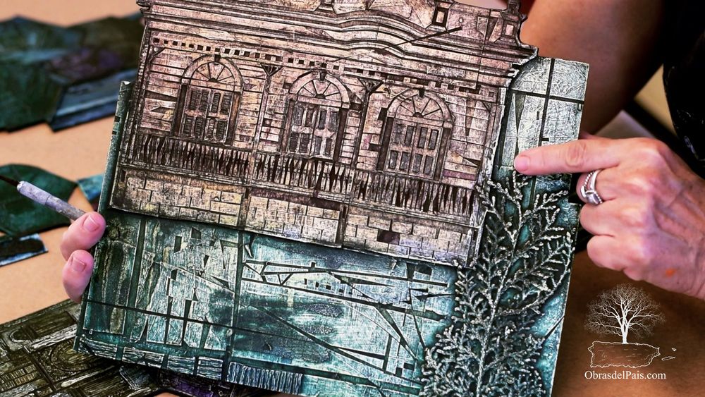 Trabajo gráfico de Anna Nicholson con referencias a la arquitectura puertorriqueña