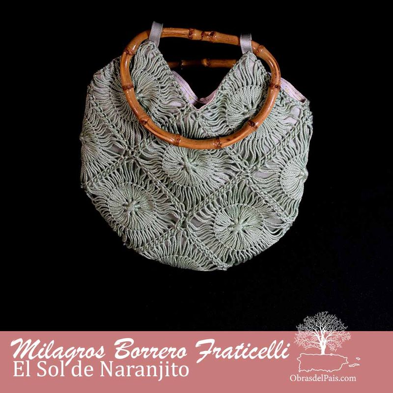 Bolso elaborado con labores de aguja por Milly Borrero Fraticelli