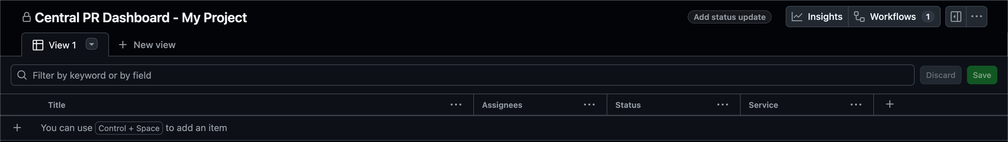 La vue projet configurée