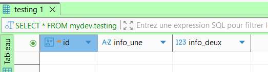 Image de la table générée
