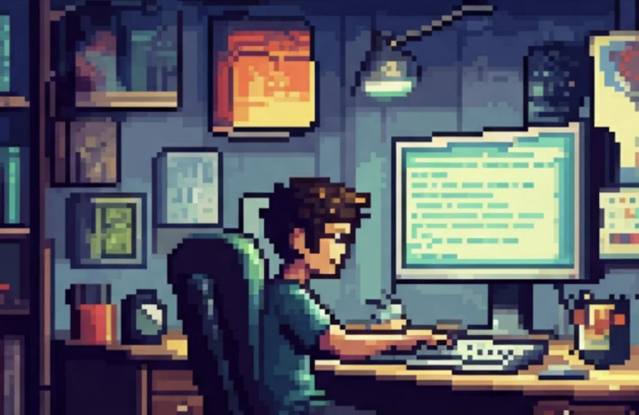 Un développeur open source travaillant à son bureau