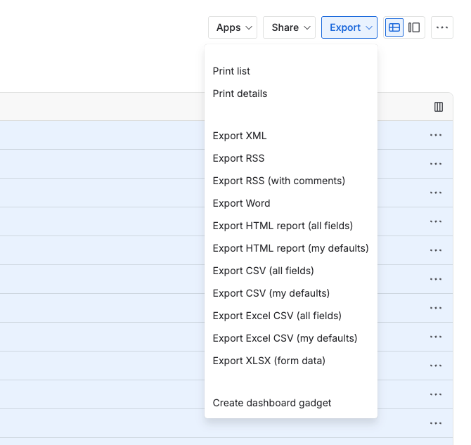Limited options for native Jira export of issues