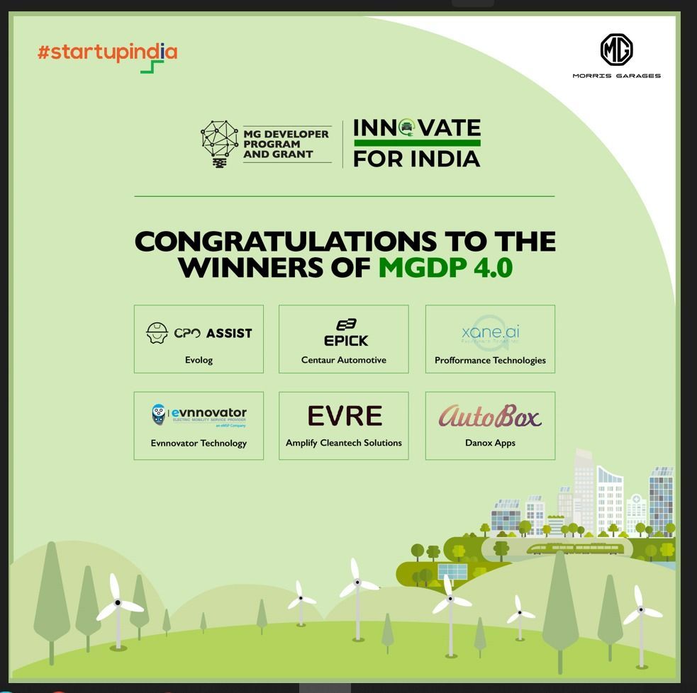 MG Motor India encourages innovation in EV space via MGDP 4.0; announces winners with Startup India
