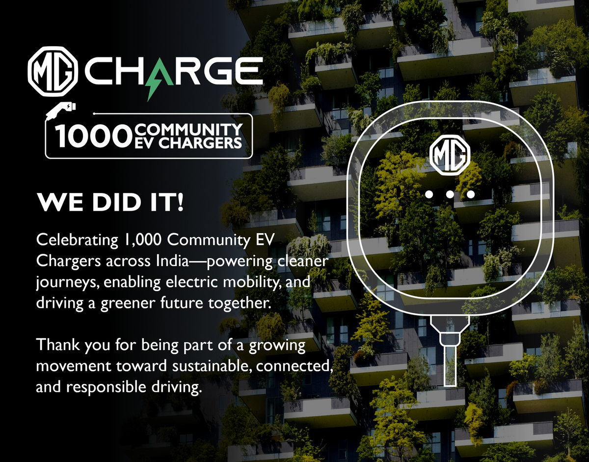 JSW MG Motor India becomes the first OEM to install 1,000 EV chargers