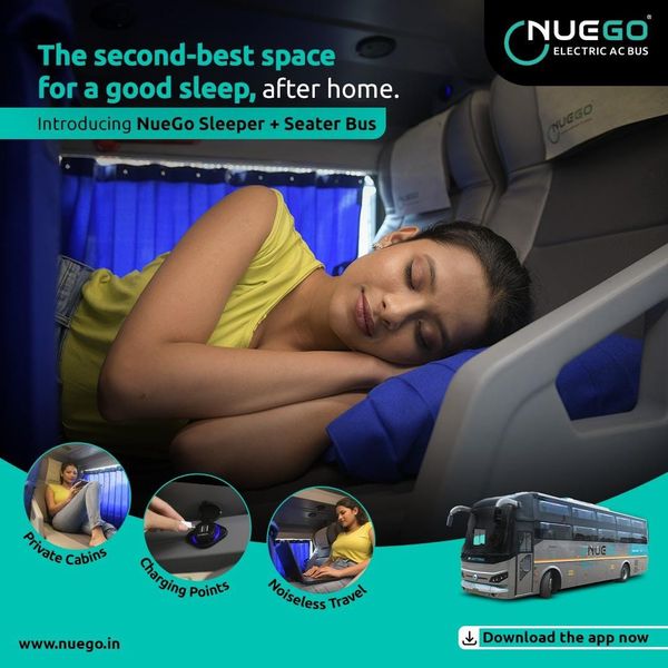 India's First Long-Haul Electric AC Seater + Sleeper Bus Service launched by NueGo