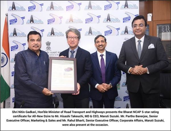 Maruti Suzuki’s All-New Dzire becomes India’s first 5-star Bharat NCAP-rated sedan