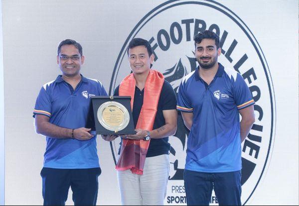 Bhaichung Bhutia unveils SFL Football League Pune 2025–26 trophy