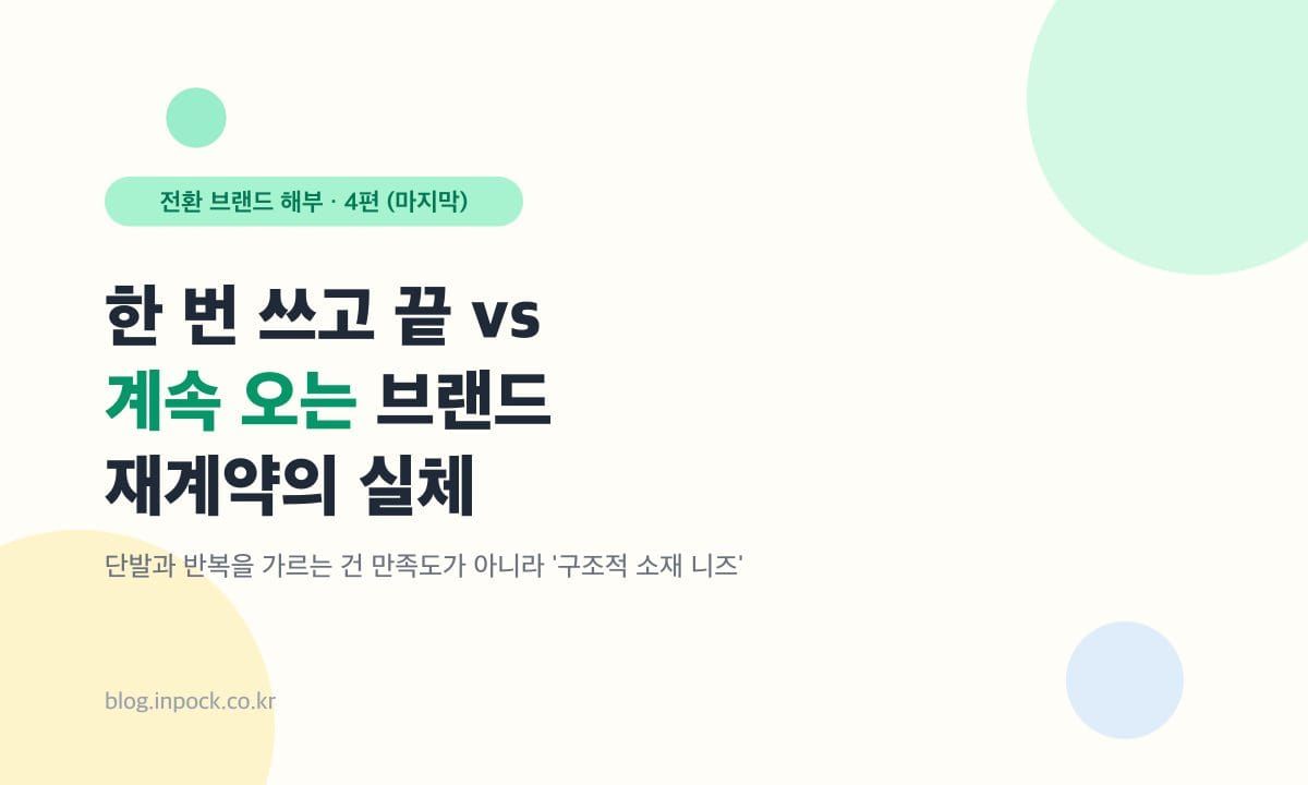 한 번 쓰고 끝 vs 계속 오는 브랜드 — 재계약의 실체