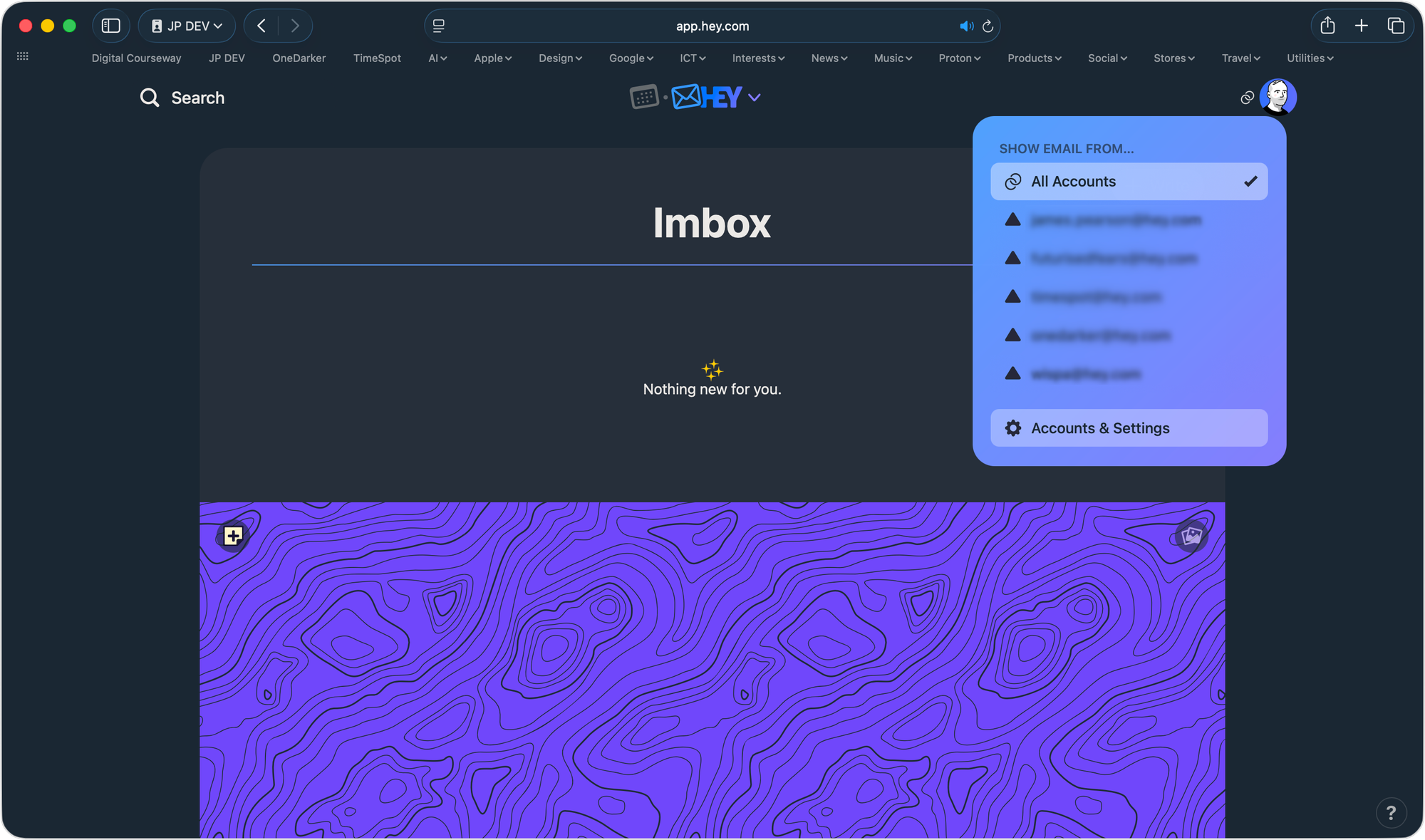 The&nbsp;Accounts & Settings&nbsp;option in the Profile (avatar) menu.
