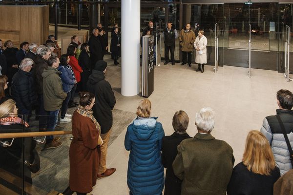 Photo of crowd at the early morning opening of the new Wairau library and art gallery