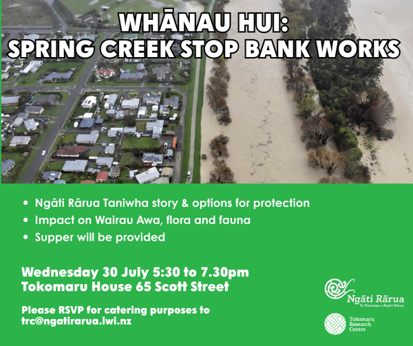 Whānau hui: Spring Creek stop bank works