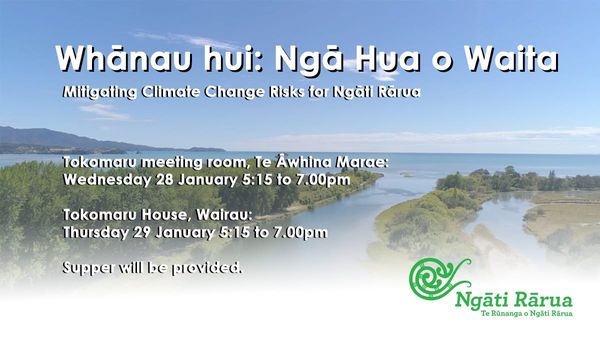 Reminder: Ngā hua o Waita Whānau hui this week