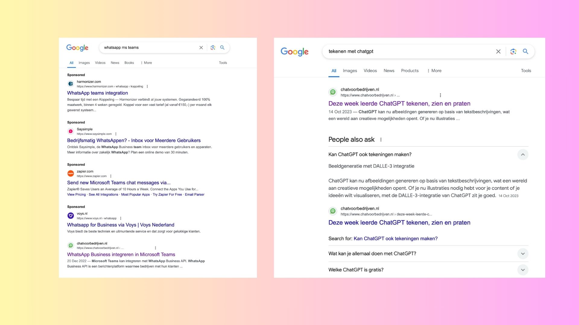 Hoge plaatsingen en speciale vermeldingen in Google Zoeken