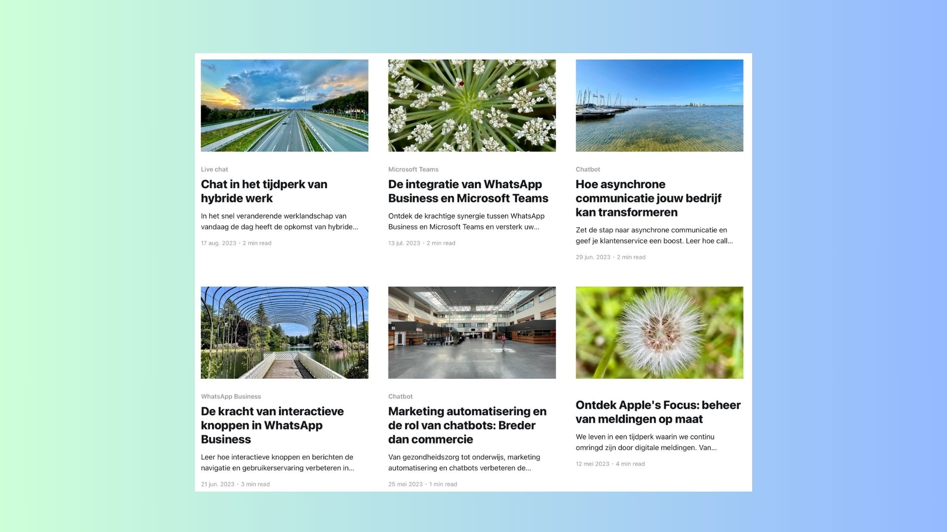 Een overzicht met eigen gemaakte foto's.