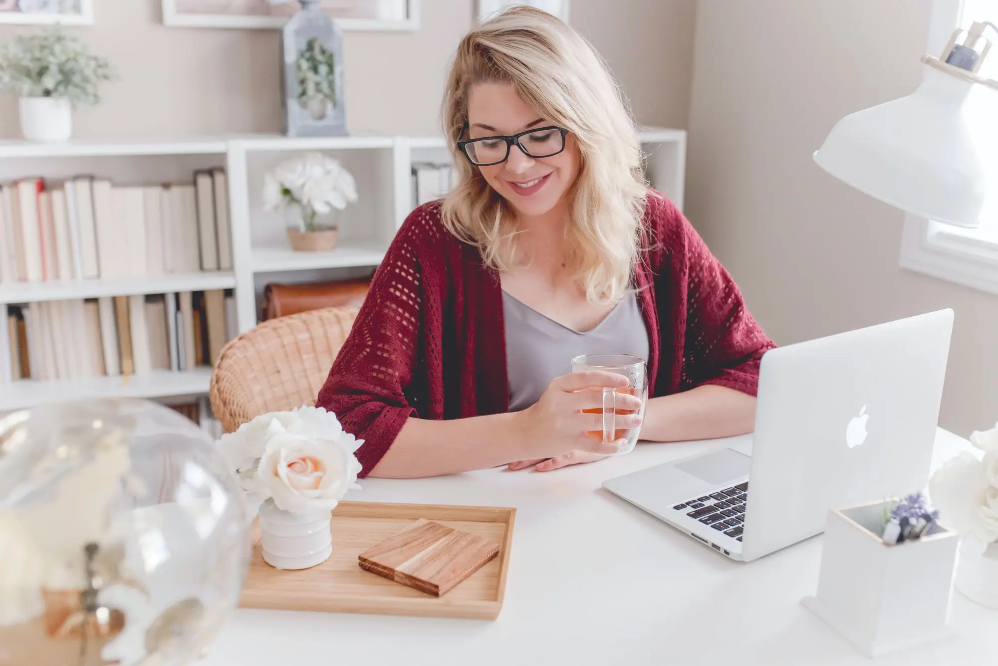 Woman engaged in remote work