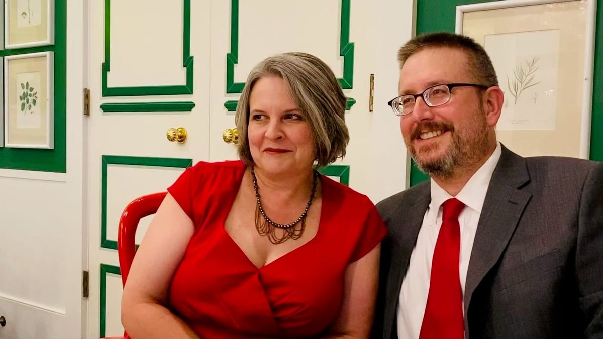 Photograph of Scott and Amy Richert at the Grand Hotel on Mackinac Island, Michigan, in September 2019.