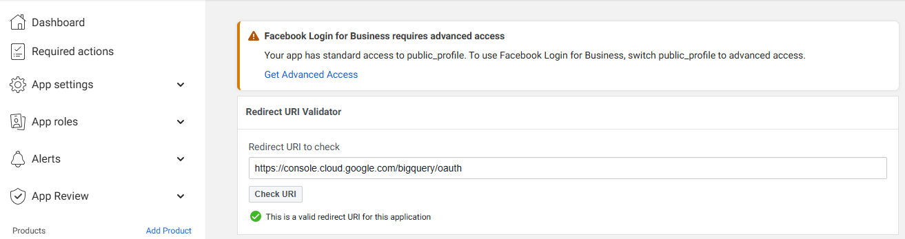 Checking OAuth URI.