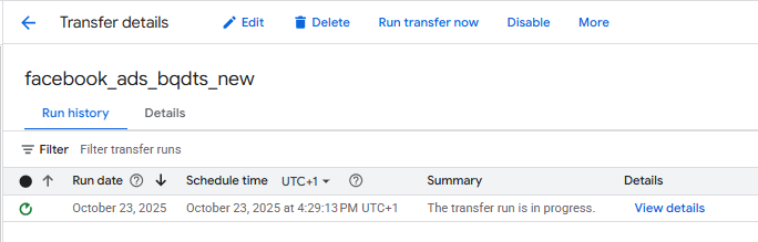 Transfer successfully started.