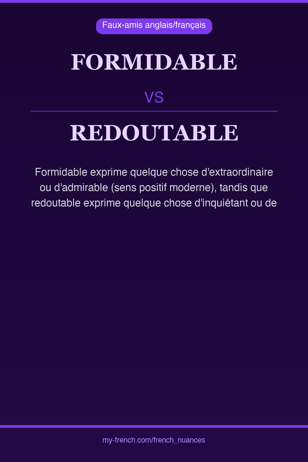 Nuance : formidable vs redoutable
