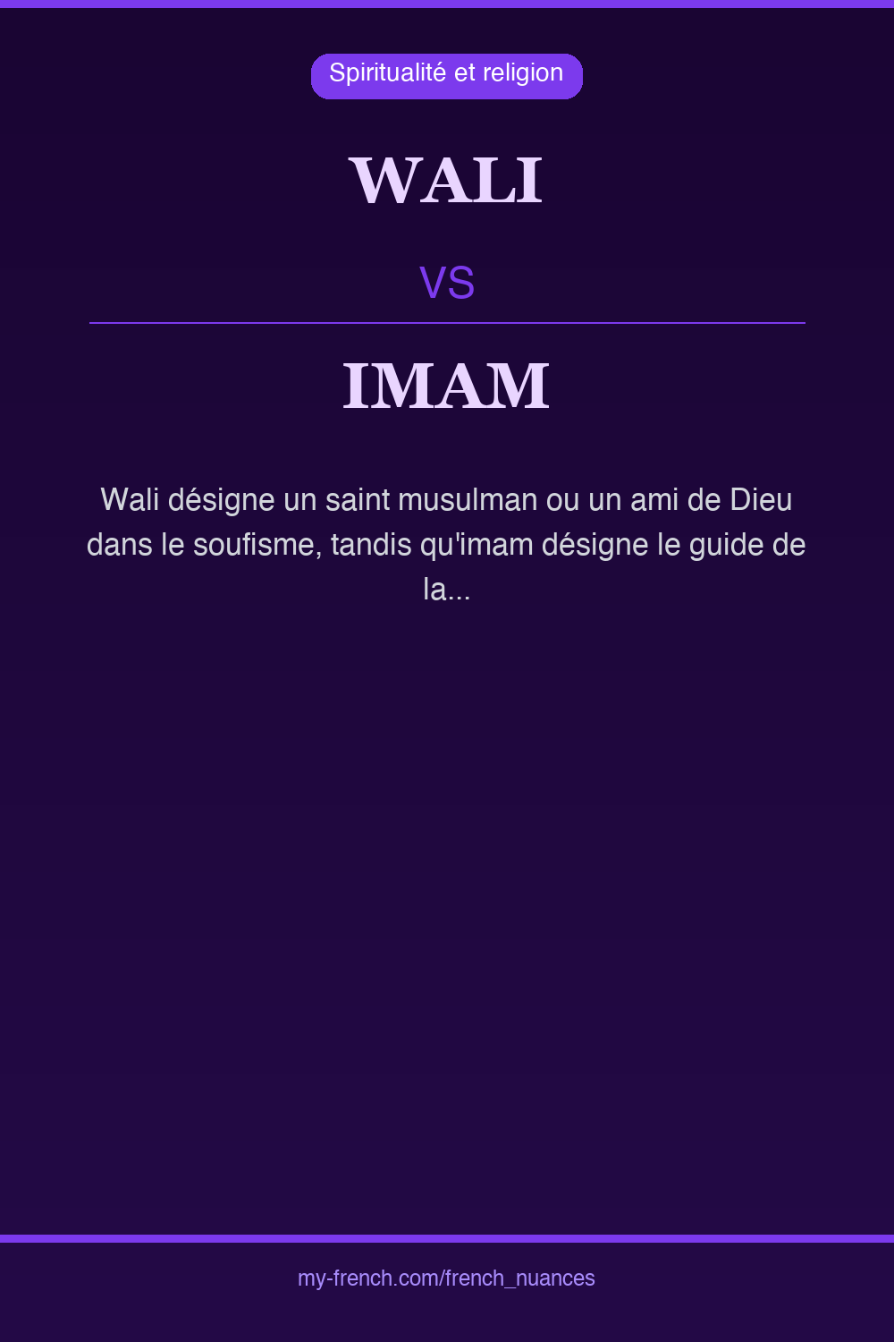 Nuance : wali vs imam