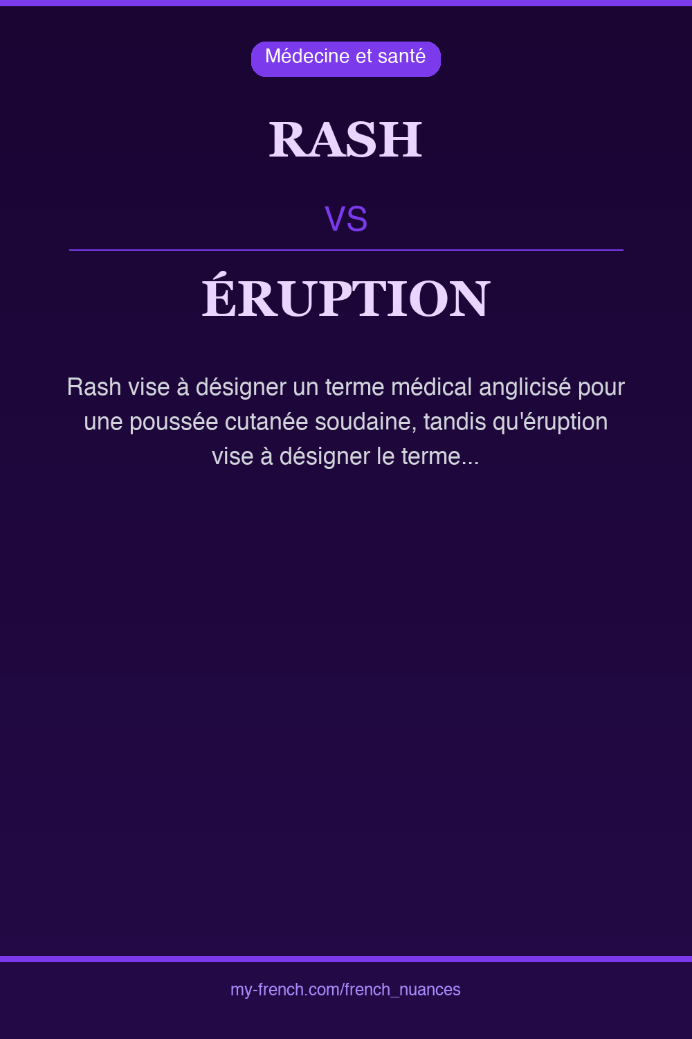Nuance : rash vs éruption