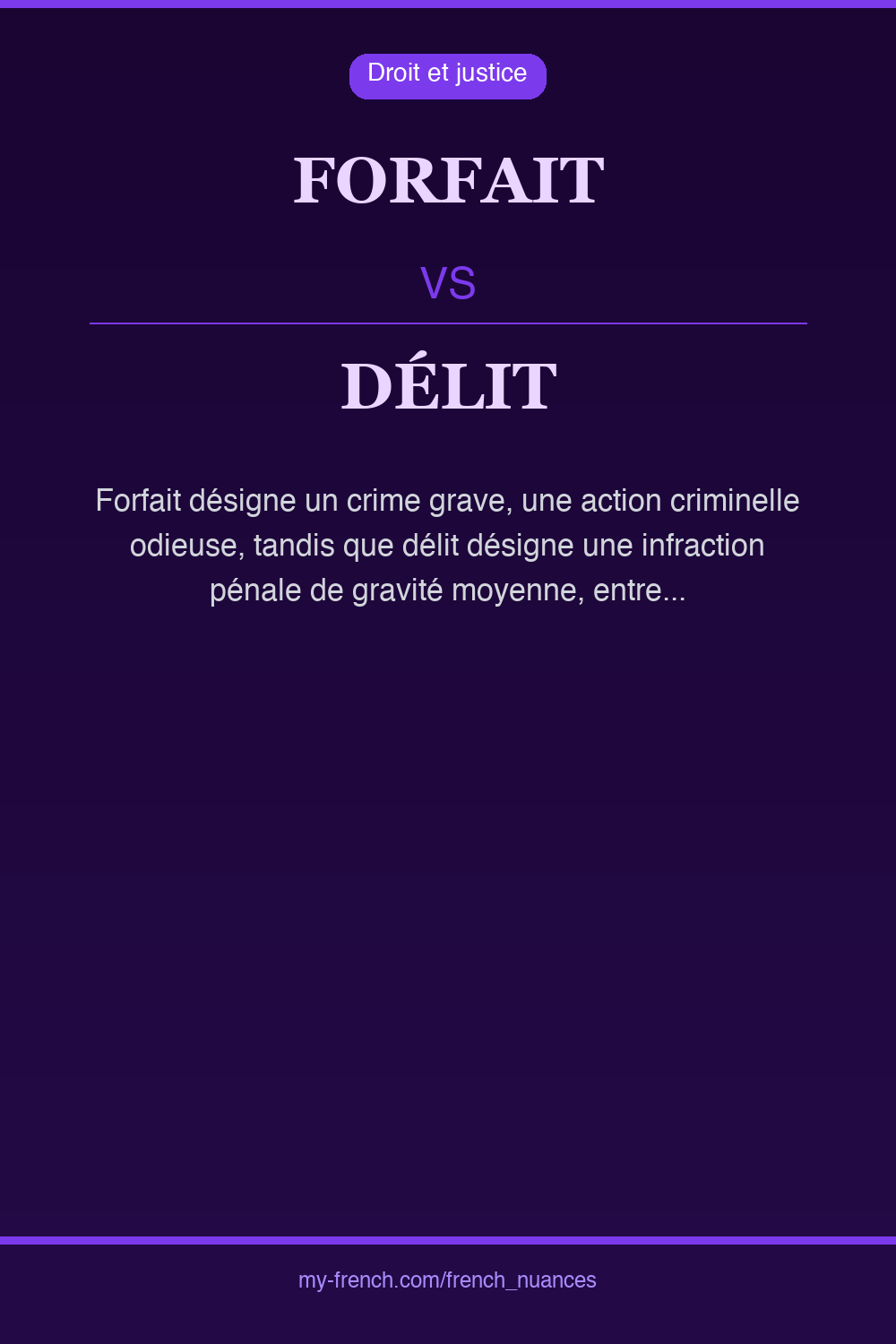 Nuance : forfait vs délit