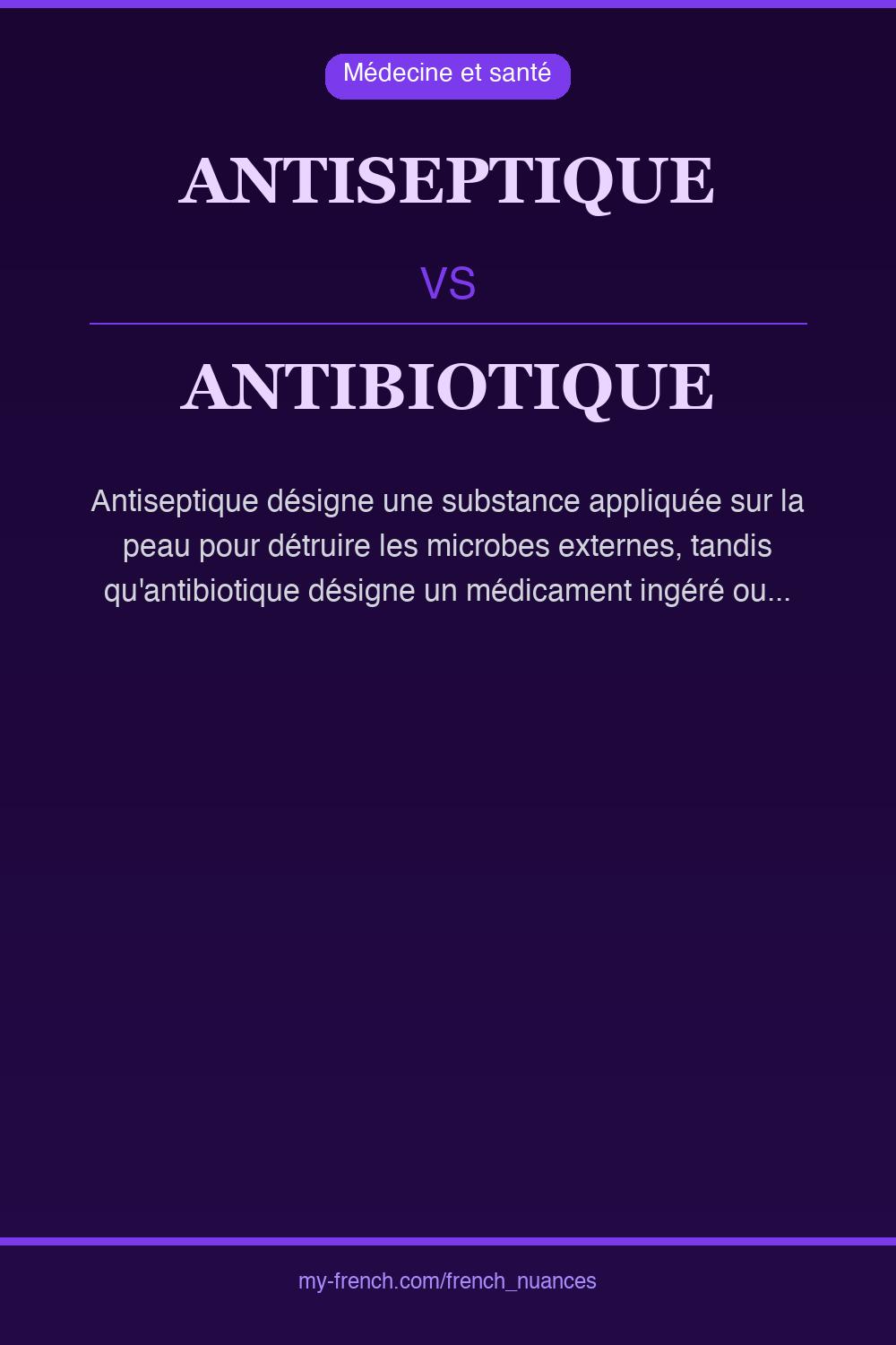 Nuance : antiseptique vs antibiotique