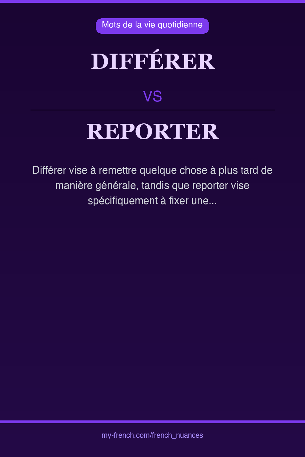 Nuance : différer vs reporter