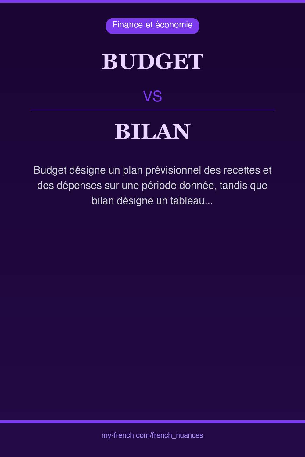 Nuance : budget vs bilan