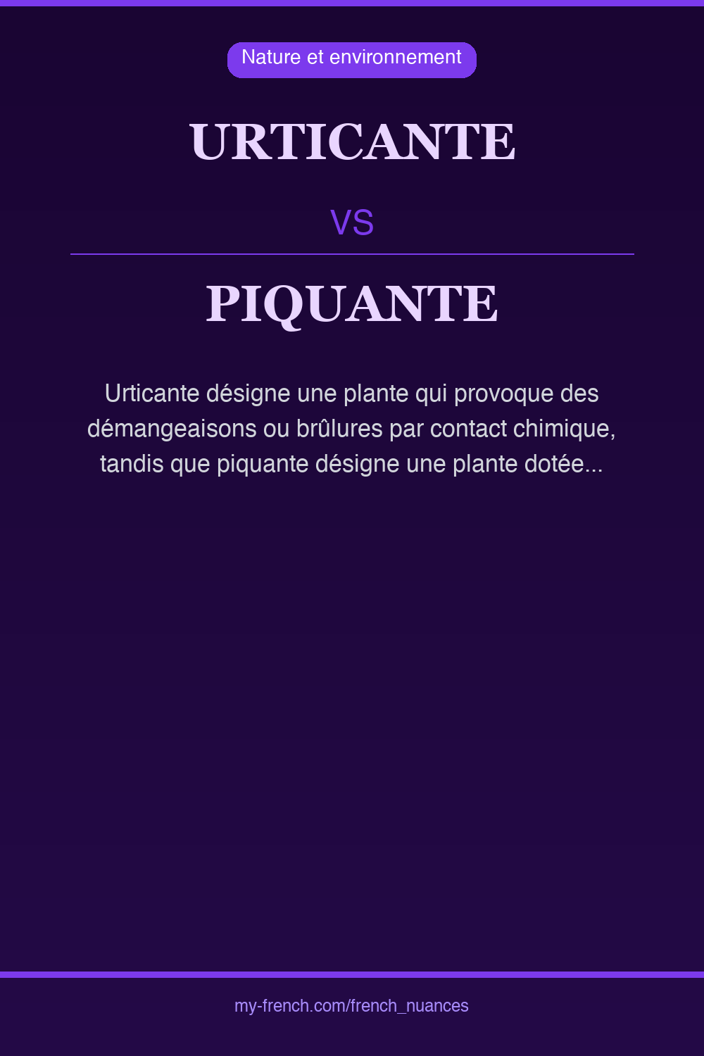 Nuance : urticante vs piquante