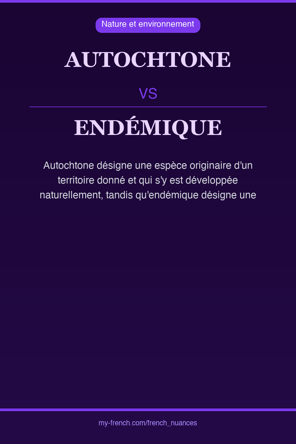 Nuance : autochtone vs endémique