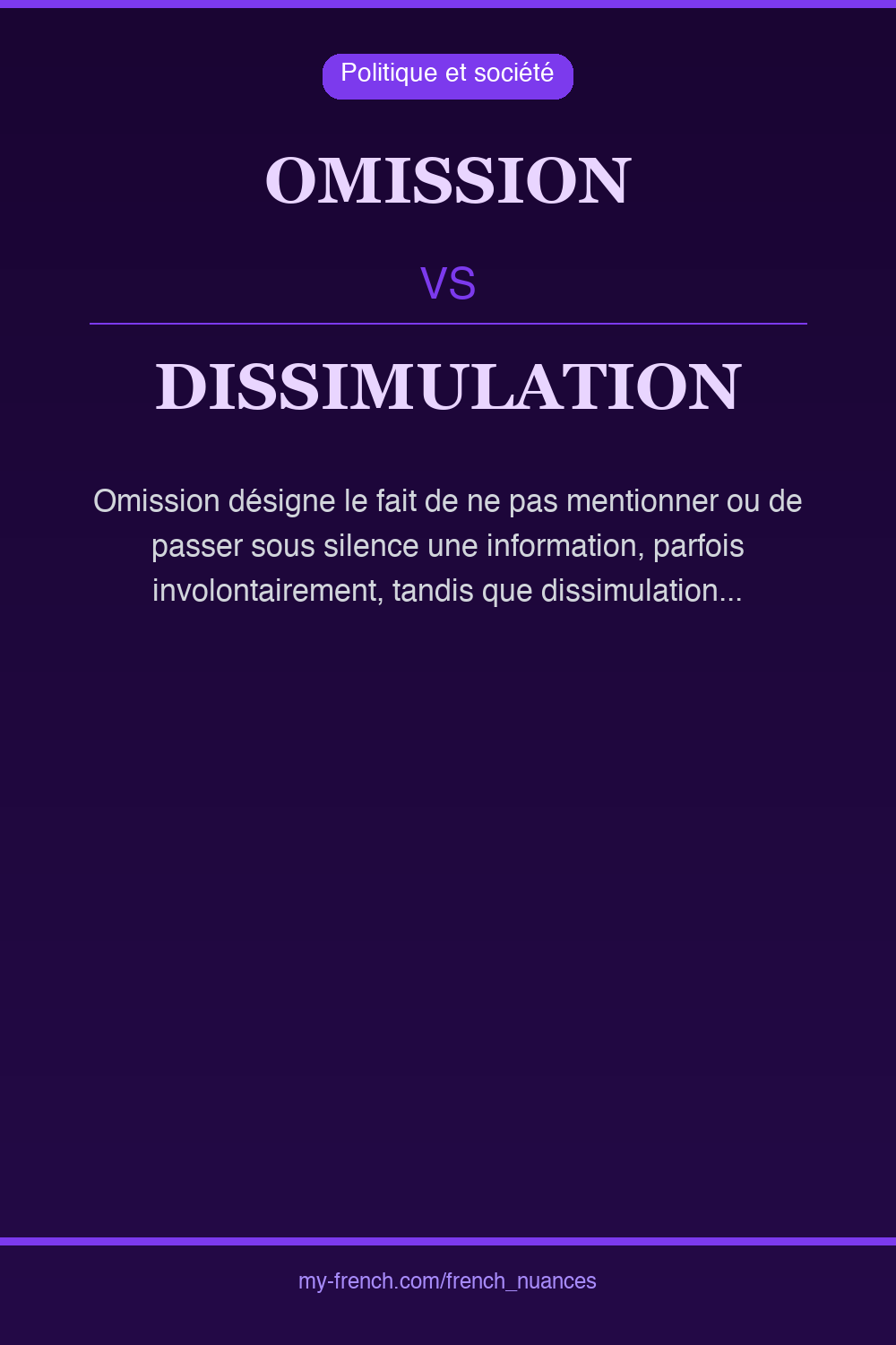 Nuance : omission vs dissimulation