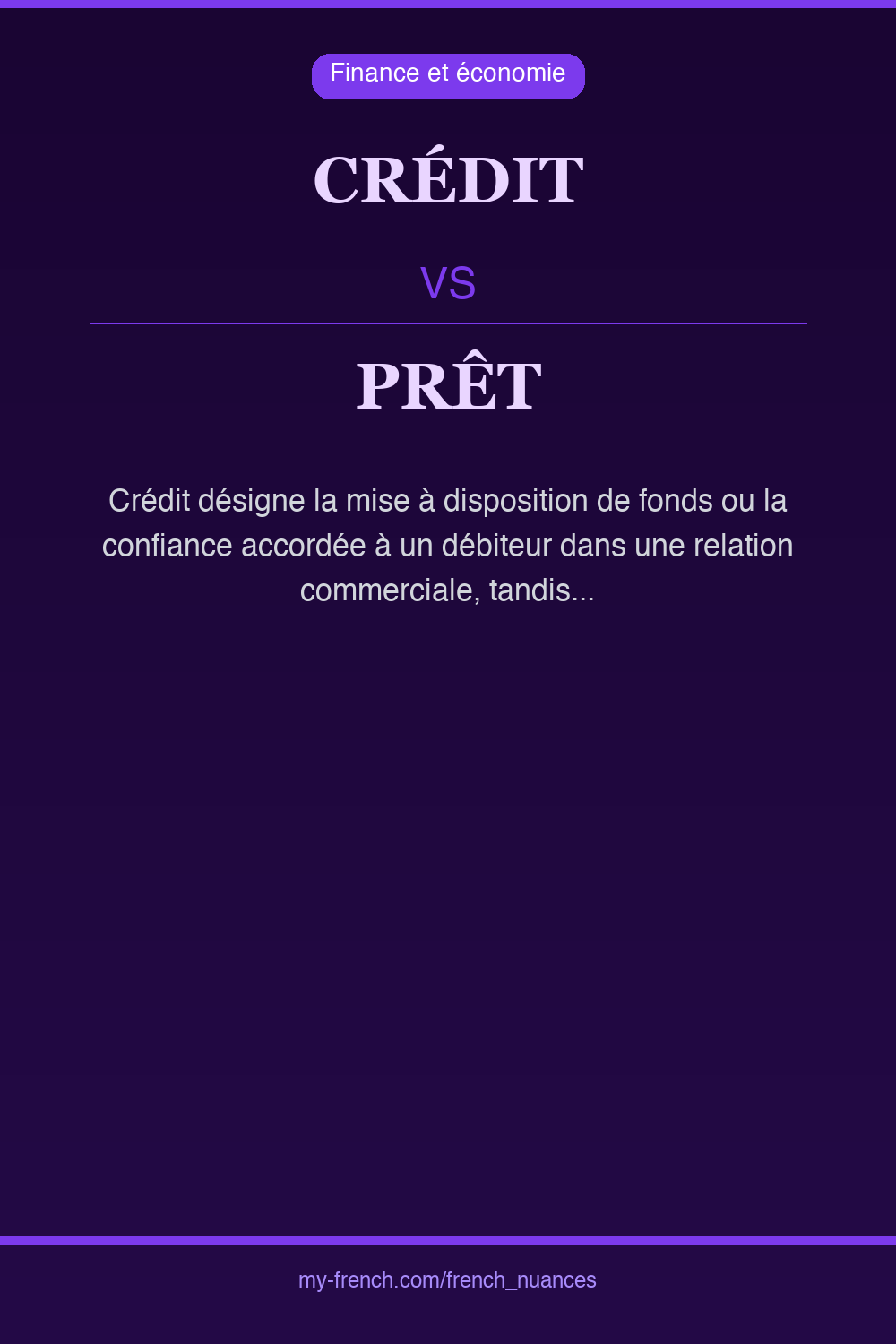 Nuance : crédit vs prêt