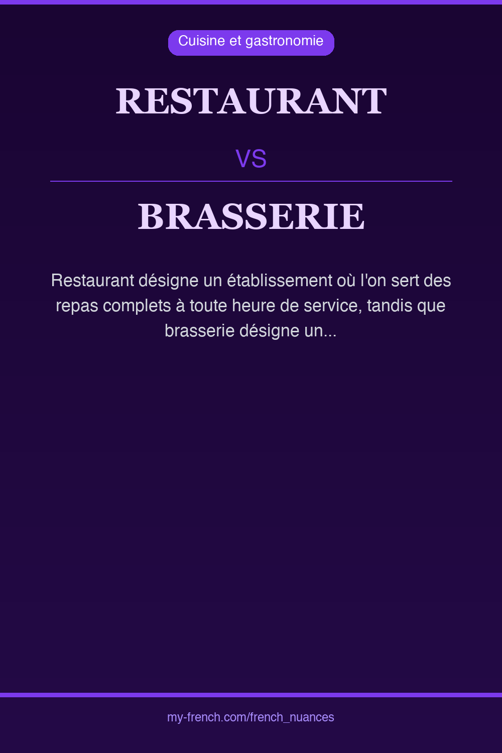 Nuance : restaurant vs brasserie
