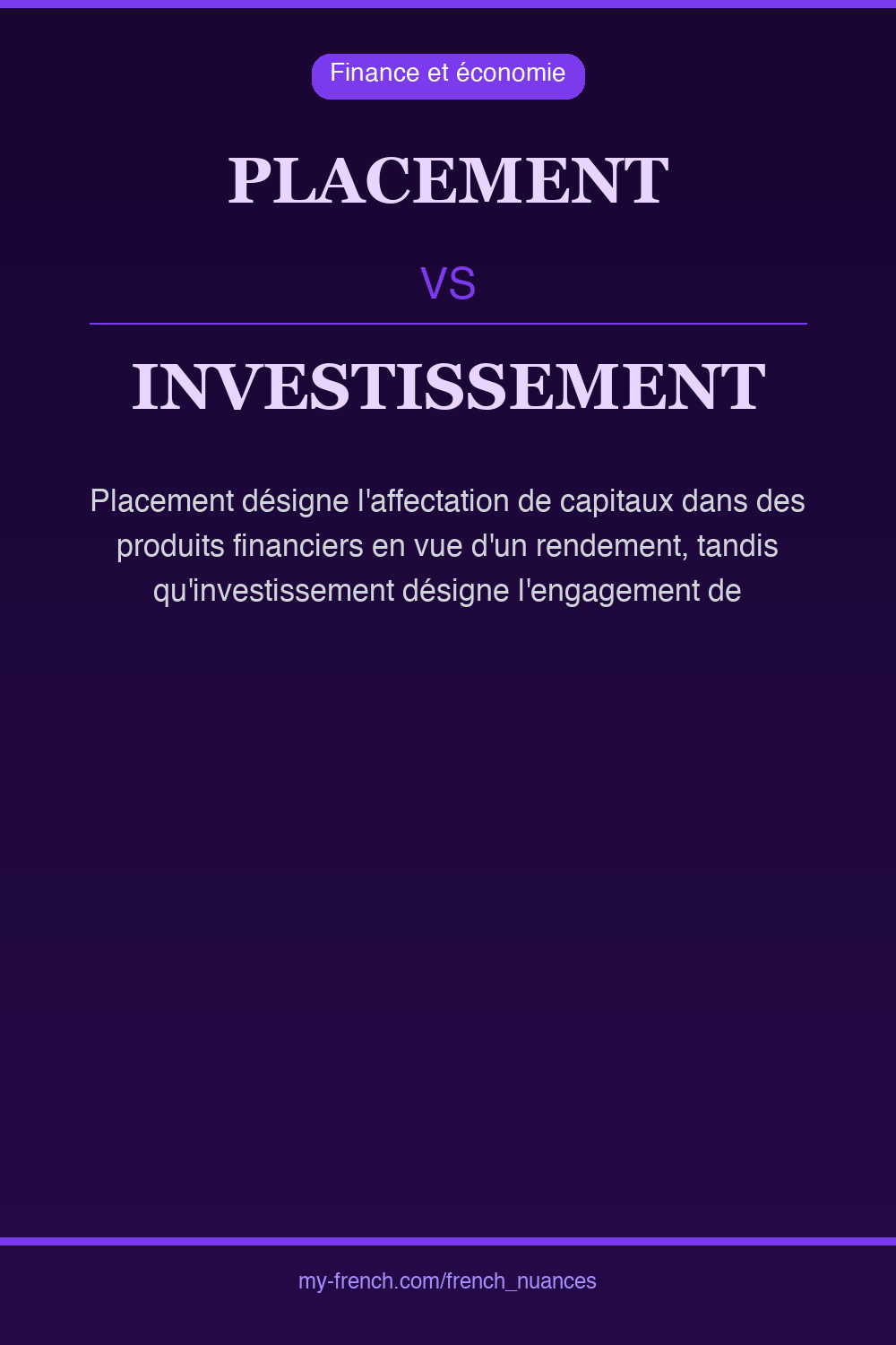 Nuance : placement vs investissement