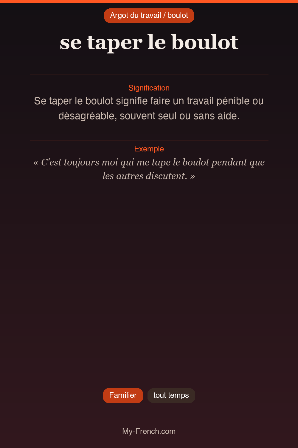 Argot français : se taper le boulot