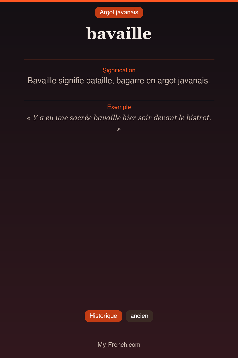 Argot français : bavaille